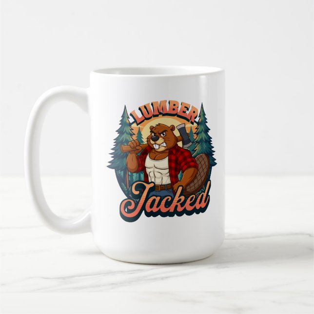 Taza De Café Lumber Jacked Beaver Funny Lumberjack Pun Design (Izquierda)