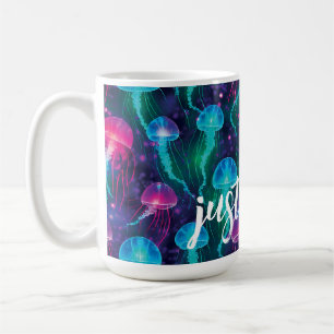 Taza De Café Luminosa medusa rosa azul de Aqua "Just Flot"