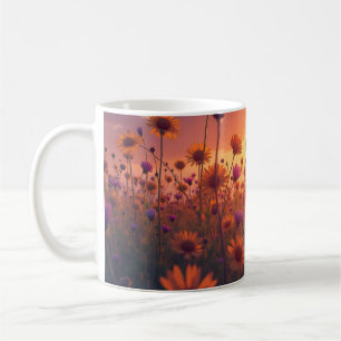 Taza De Café Luminoso campo de flores silvestres