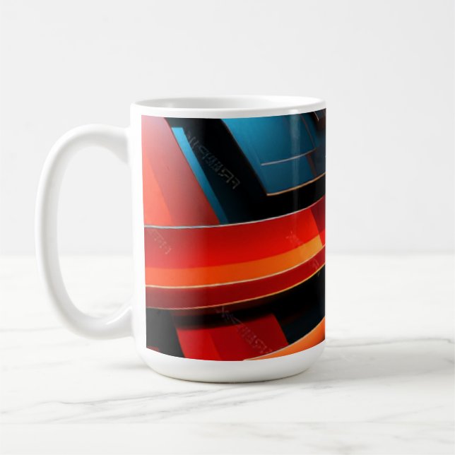 Taza De Café Luminous Abstract Ribbon Waves (Izquierda)
