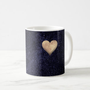 Taza De Café Luna con forma de corazón en el cielo estrellado 