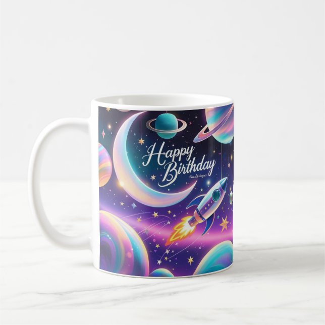 Taza De Café Luna creciente de cumpleaños feliz con temática ga (Izquierda)