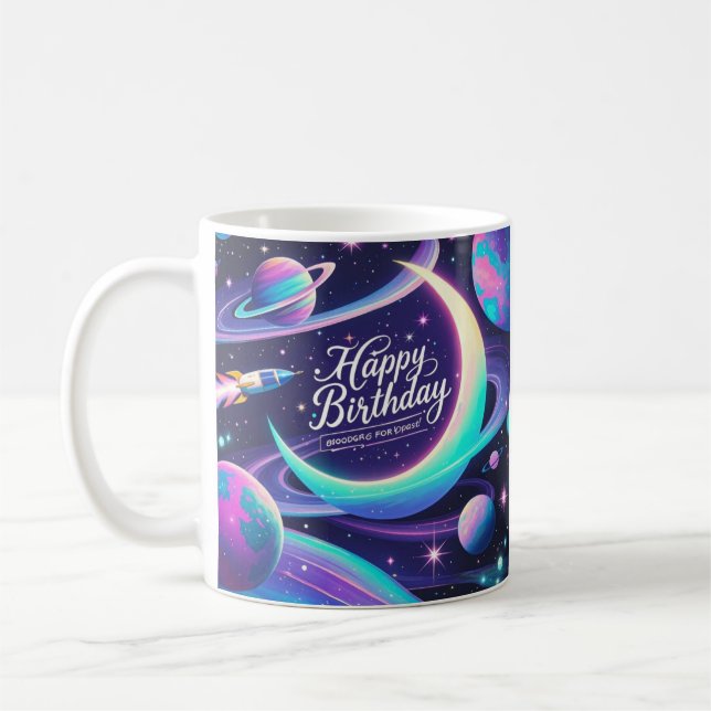 Taza De Café Luna creciente, estrellas, planetas con temática g (Izquierda)