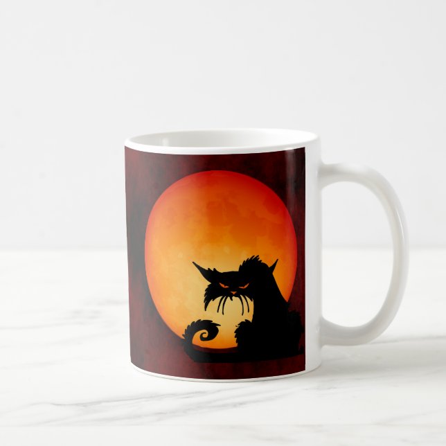 Taza De Café Luna de Naranja de gato negro (Derecha)
