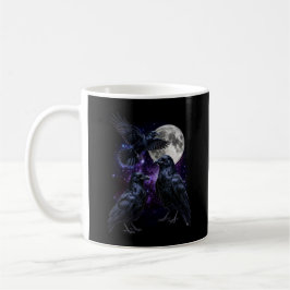 Taza De Café Luna de Tres Cuervos Gráfica Retro Espacio Cósmico