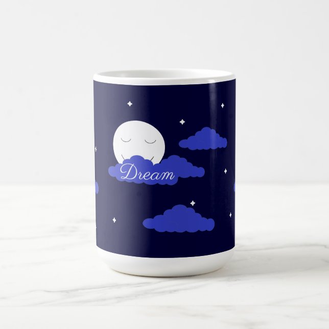 Taza De Café Luna estrellada con nubes: Azul oscuro (Centro)