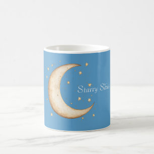 Taza De Café Luna Estrellas Cielos Aqua Dorado
