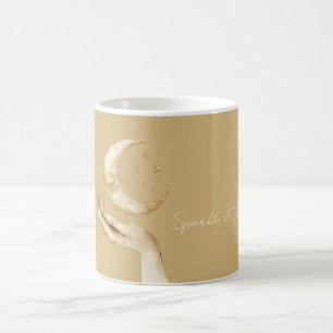 Taza De Café Luna Estrellas Mano Oro