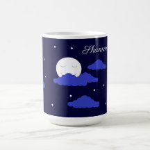 Luna llena a medianoche y estrellas: