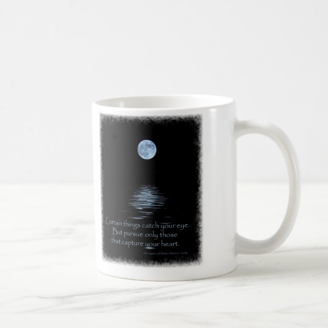 Taza De Café Luna Llena con decir del nativo americano (Derecha)