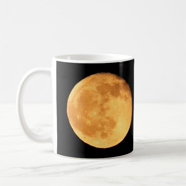 Taza De Café Luna llena con el dedo Naranja Glow Mug (Izquierda)