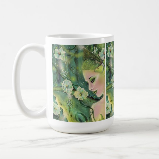Taza De Café Luna moth fairy art de Renee Lavoie (Izquierda)