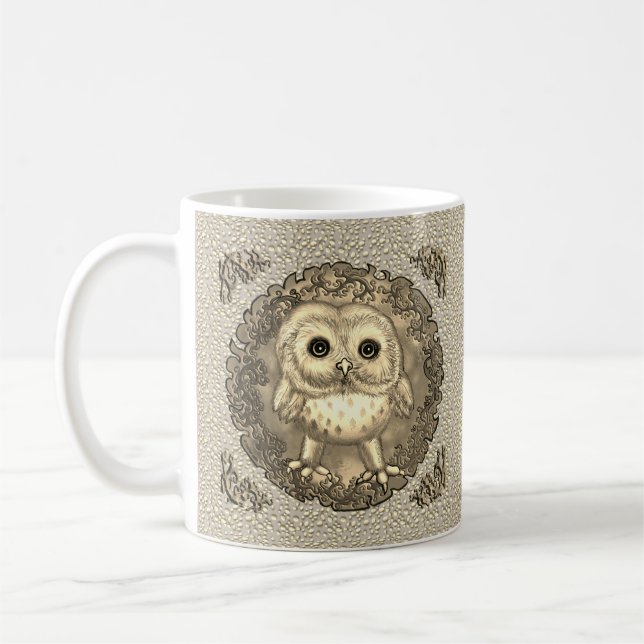 Taza De Café luna nueva bebé búho barro (Izquierda)