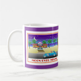 Taza De Café Luna sobre la púrpura de Miami