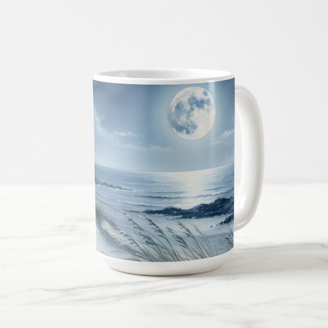 Taza De Café Luna sobre mar en calma (Anverso derecho)