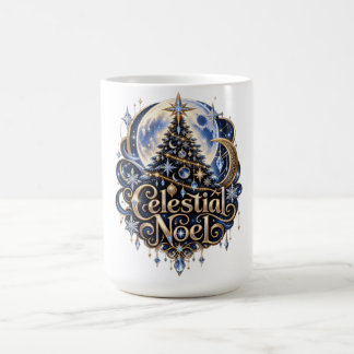 Taza de café Luna y Estrellas Celestiales de Noel