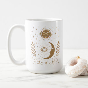 Taza De Café Luna y estrellas de medianoche místicas Tercer ojo
