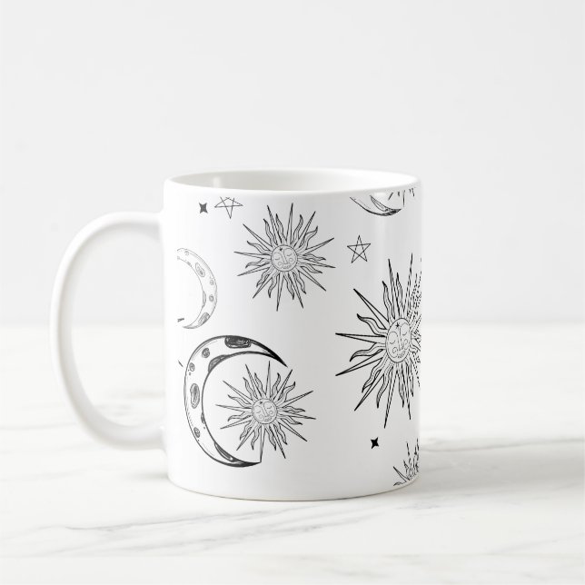 Taza De Café Luna y estrellas de Sol Británico y Negro (Izquierda)