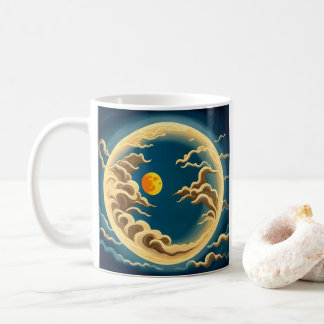 Taza De Café "Luna y nubes plenas de inspiración japonesa inspi