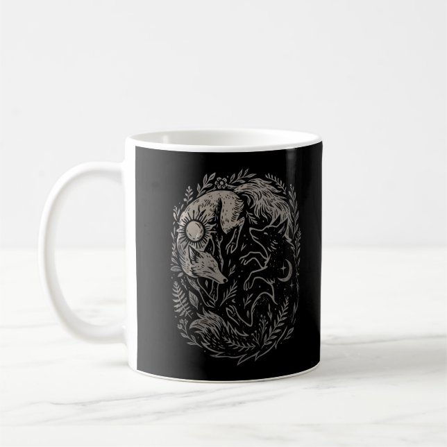 Taza De Café Lunar Solar Foxes • Mystical Forest Yin-Yang Art (Izquierda)
