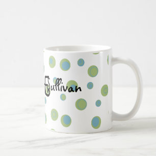 Taza De Café Lunares azulverdes cones monograma