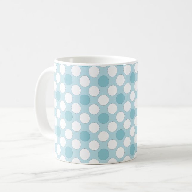 Taza De Café Lunares blanco azul retro (Anverso izquierdo)