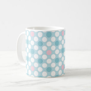 Taza De Café Lunares blancos rosa azul retro