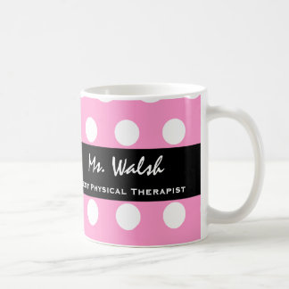 Taza De Café Lunares blancos V17 del mejor rosa del TERAPEUTA
