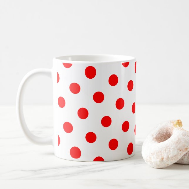 Taza De Café Lunares Blancos y Rojos (Con donut)