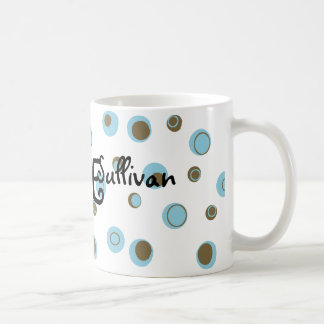 Taza De Café Lunares de Brown azul de la aguamarina cones