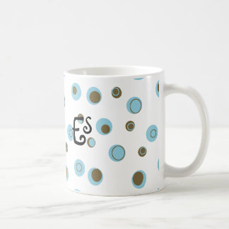 Taza De Café Lunares de Brown azul de la aguamarina cones