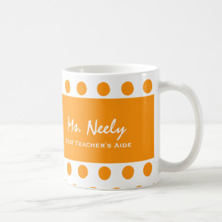 Taza De Café Lunares del naranja del ASISTENTE del mejor