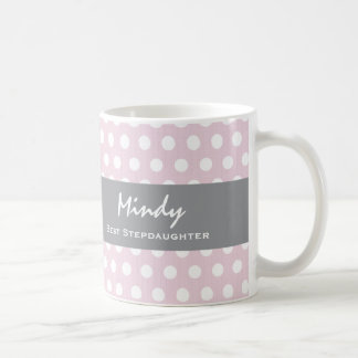 Taza De Café Lunares rosados y blancos V07 de la mejor hijastra