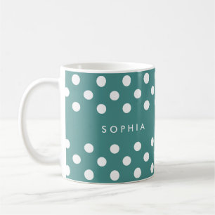 Taza De Café Lunares verde azulados personalizados
