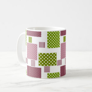 Taza De Café Lunares verdes marrones de patchwork parte posteri