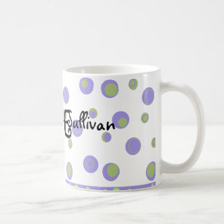 Taza De Café Lunares verdes púrpuras cones monograma