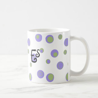 Taza De Café Lunares verdes púrpuras cones monograma