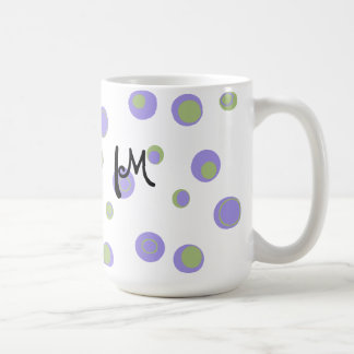 Taza De Café Lunares verdes púrpuras cones monograma