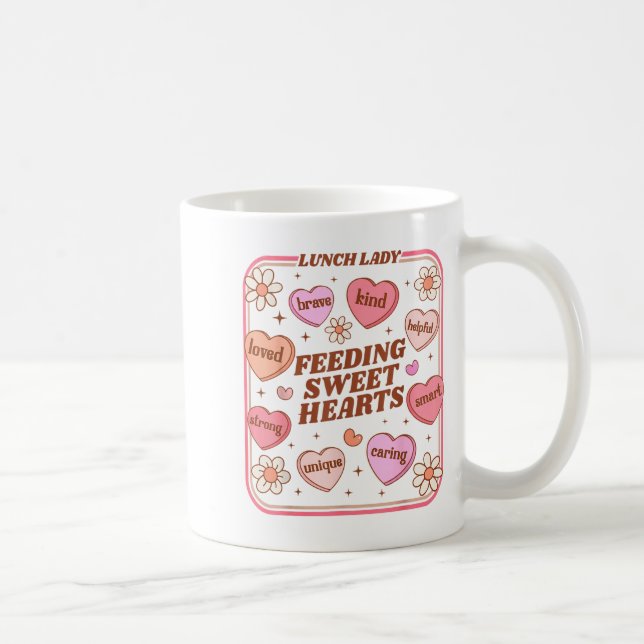 Taza De Café Lunch Lady Valentines Day Retro Cute Cafeteria Swe (Derecha)