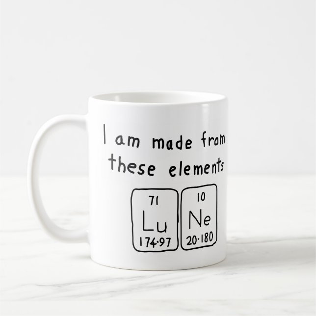 Taza De Café Lune periódica table name mug (Izquierda)