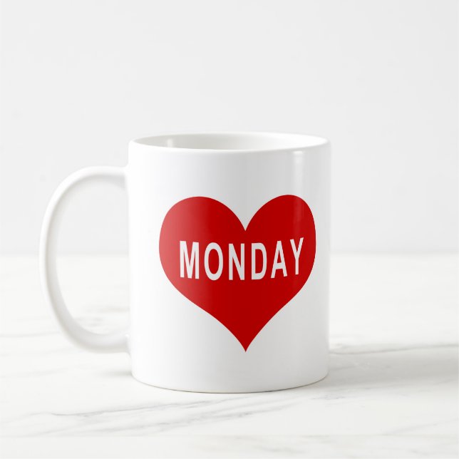 Taza De Café LUNES Corazón de Amor Rojo (Izquierda)