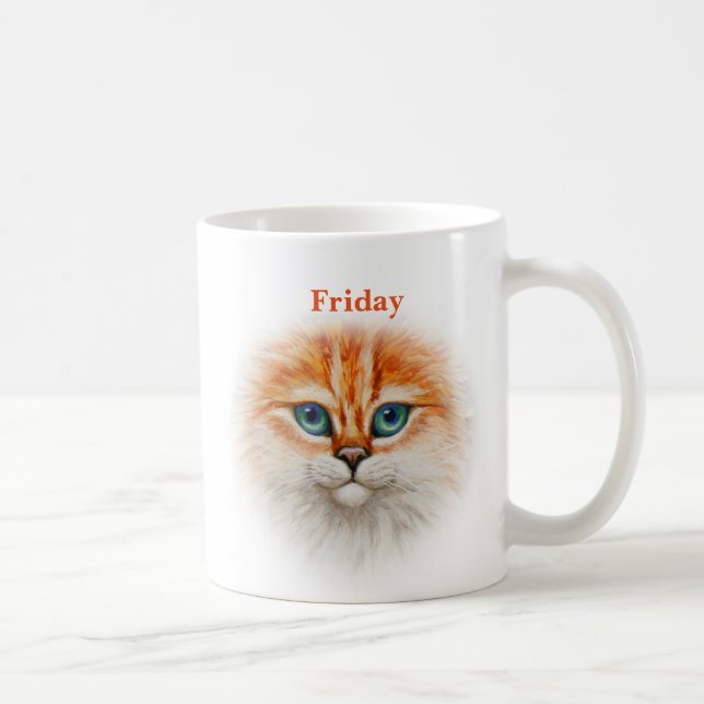Taza De Café Lunes Viernes Sad Kitty Happy Kitty (Derecha)