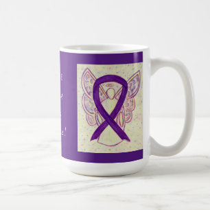 Taza De Café Lupus Awareness Purple Ribbon Angel Personalizado
