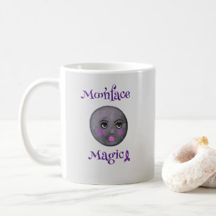Taza De Café Lupus de la cinta morada de la cara de la luna