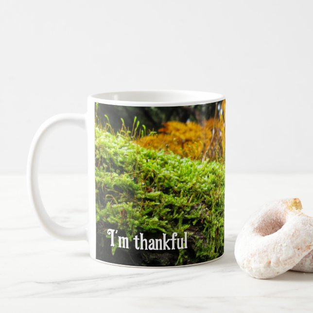 Taza De Café Lush Autumn Moss - Acción de Gracias personalizada (Con donut)