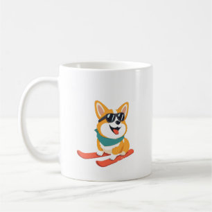 Taza De Café Lustiger Corgi en esquís