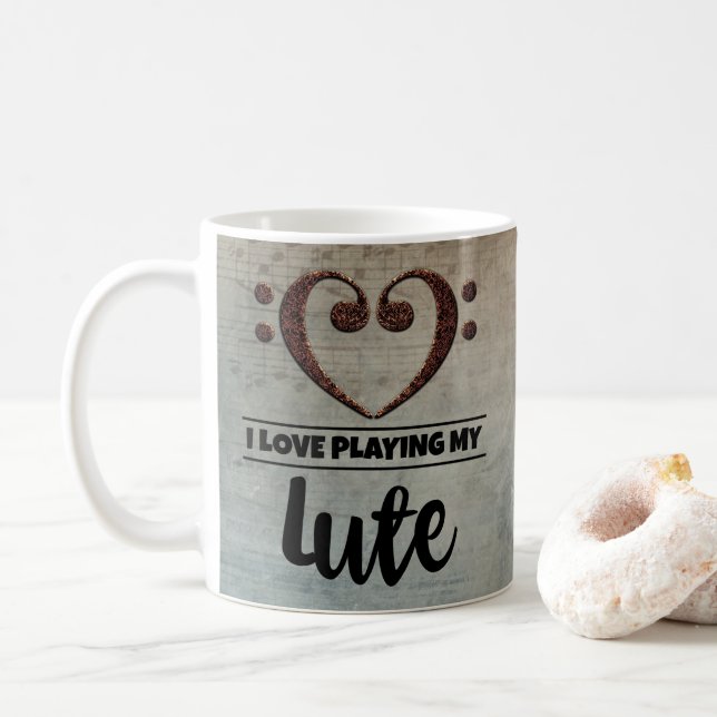 Taza De Café Lute de música de lámina de vintage para el corazó (Con donut)