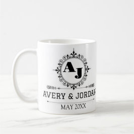 Taza De Café Luxury Elegant Monogram with Initials white