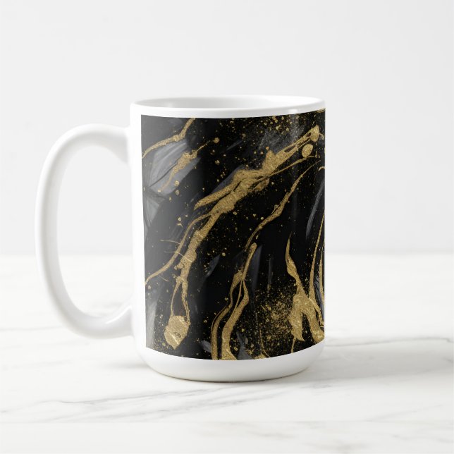 Taza De Café Luxury Gold and Black Abstract Marble  (Izquierda)