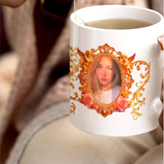 Taza De Café Luxury Gold Frame for Your Photos | Personalized C